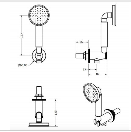 Crosswater MPRO Industrial Wall Outlet w/ Hose, Handset