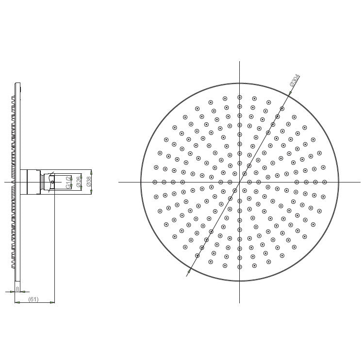 Crosswater MPRO 300mm Shower Head Brushed Stainless Steel