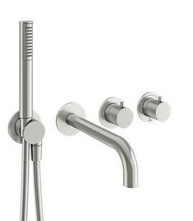 Crosswater MPRO Module 2 Outlet 2 Handle Bath/Shower Trim Set - Brushed Stainless Steel