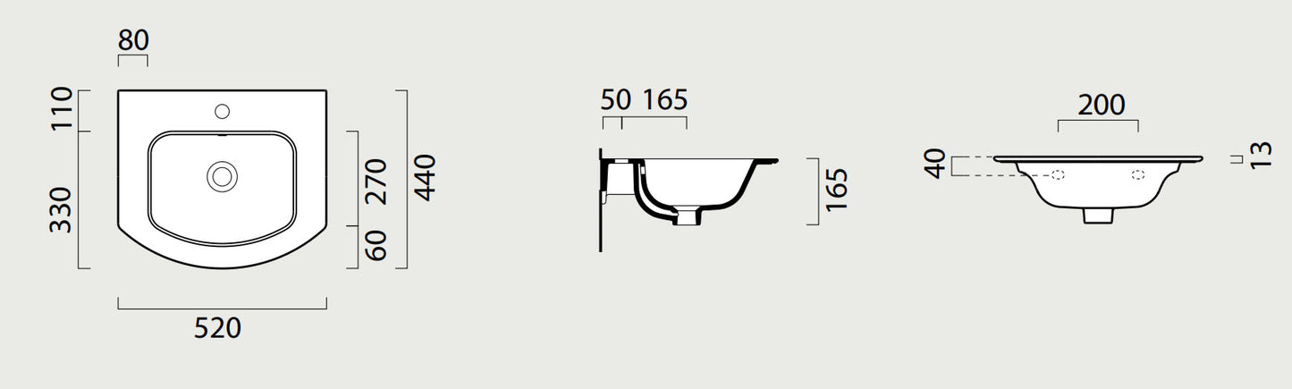 GSI Pura Design 520 x 440mm Curved Washbasin