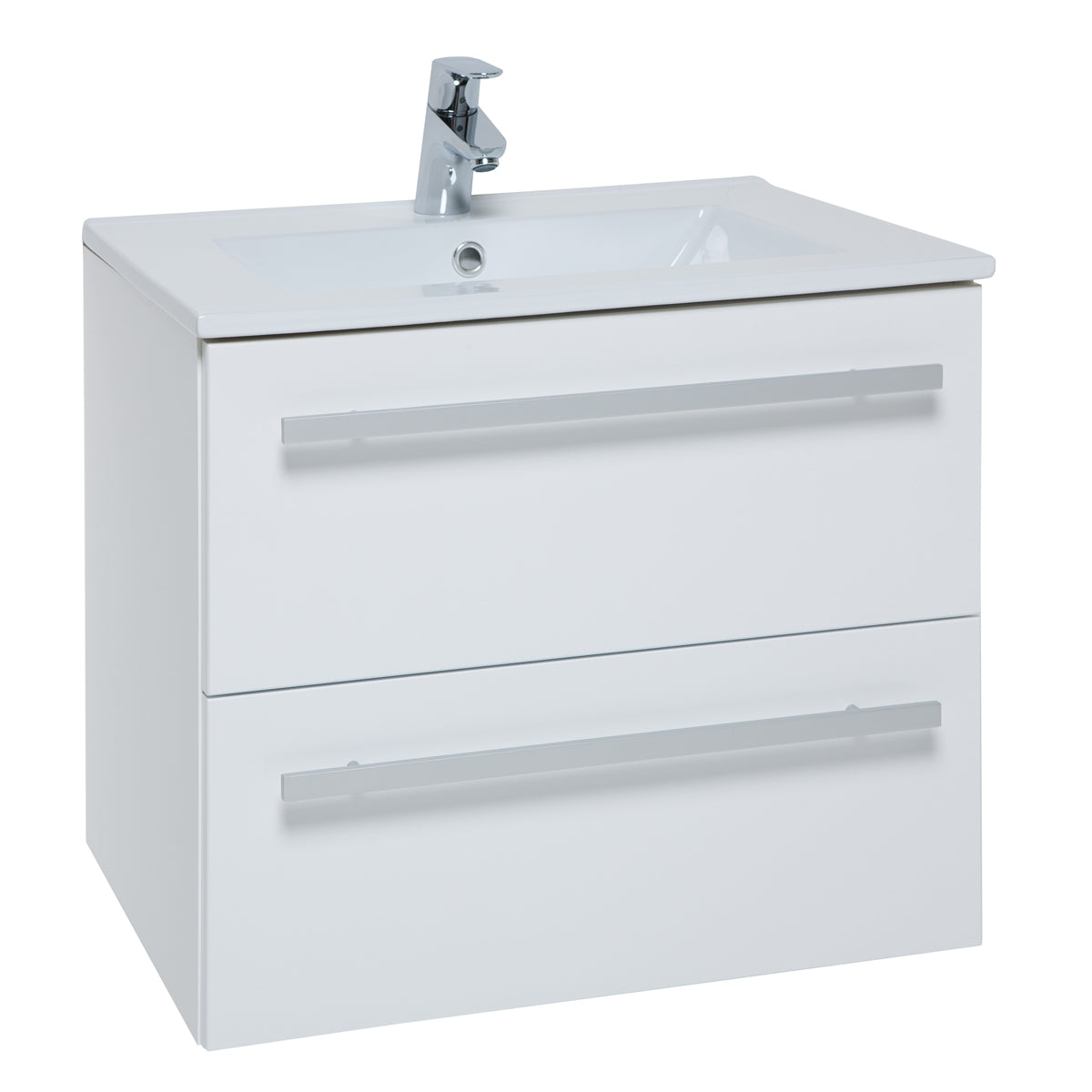 SW6 Purity 600mm Wall 2 Drawer Unit & Ceramic Basin