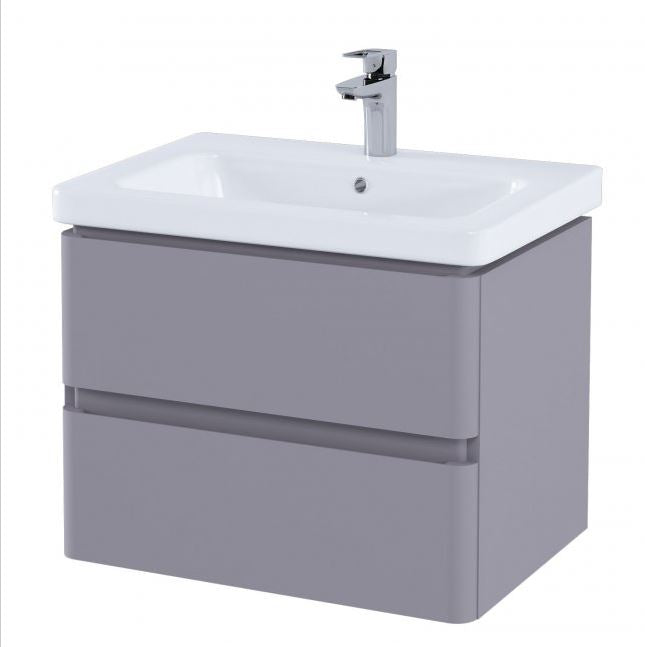 RAK Resort Wall Hung 2-Drawer Vanity Unit 650mm Wide - Matt Mushroom (not including basin)