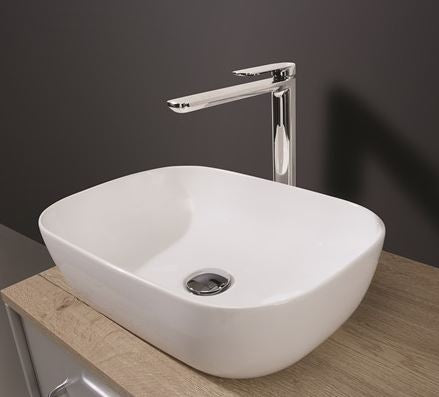 Real 490mm Curved Countertop Ceramic Basin - White
