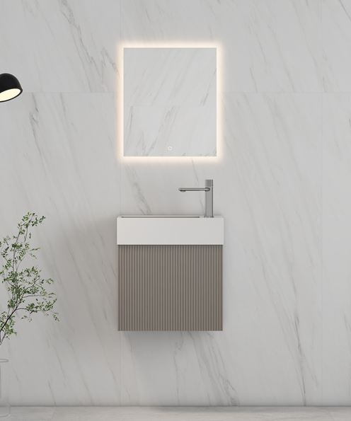RIO 450 1 Door Beige Flute Cabinet and Basin