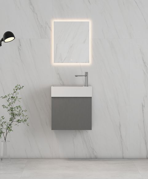 RIO 450 1 Door Matt Grey Flute Cabinet and Basin