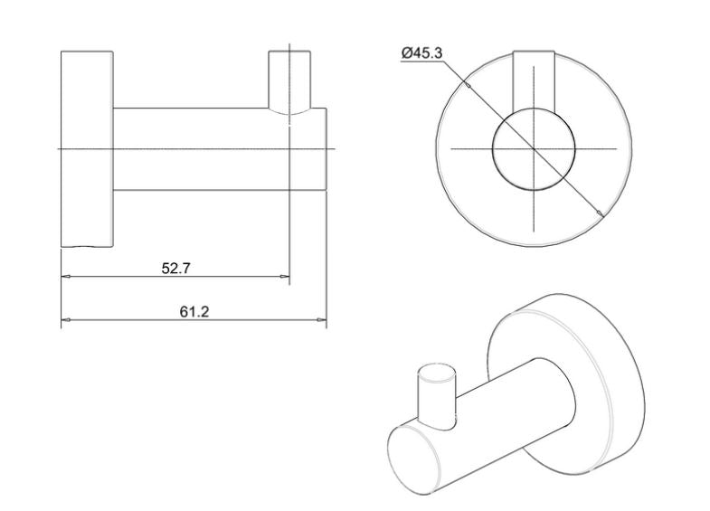 Hoxton Wall Mounted Robe Hook - Brushed Brass Finish
