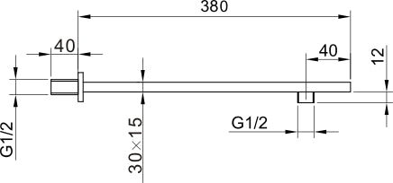 380mm Square Chrome Shower Wall Arm