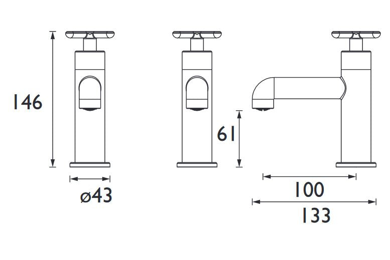 Salcombe Chrome Basin Pillars Taps
