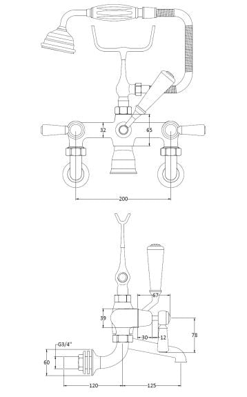 BC Designs Victrion Lever Wall Mounted Bath Shower Mixer