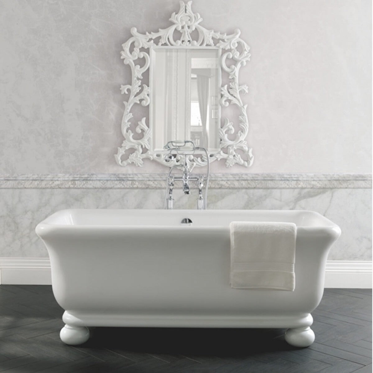BC Designs Senator 1804 x 850mm Solid Surface Free Standing Bath Double Ended Polished White