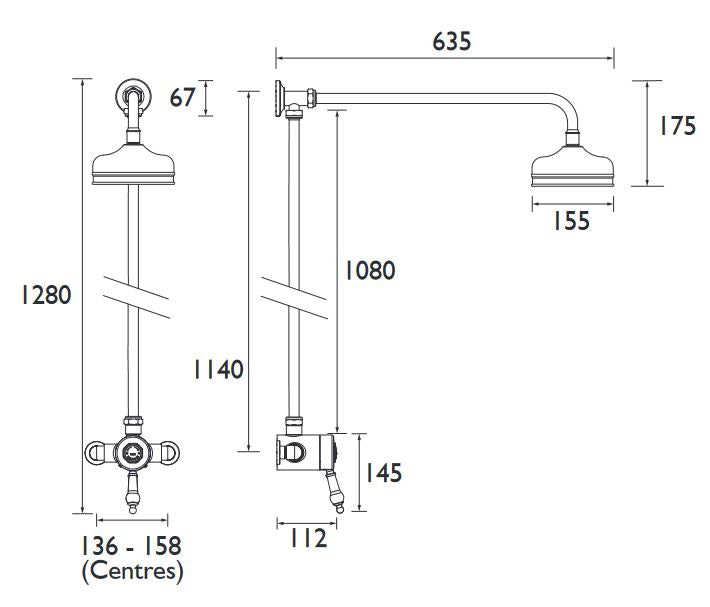 Glastonbury Exposed Valve & Rigid Riser Kit Chrome