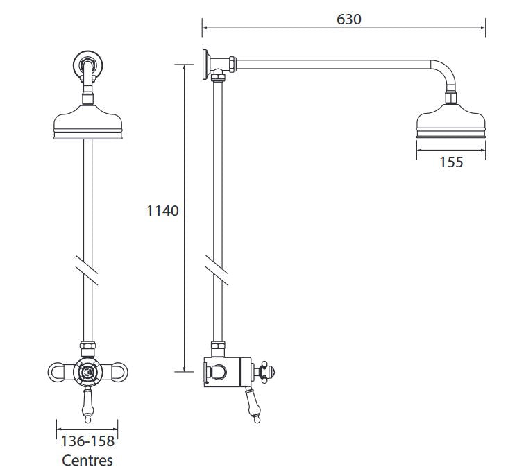 Hartlebury Exposed Valve & Riser Kit Chrome