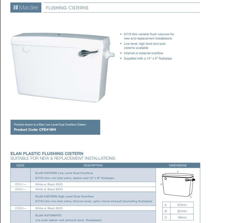 Concealed Cistern Including Chrome Lever