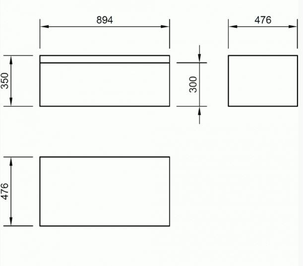 Essentials Flite 900x480mm Wall Unit, White Gloss (No Basin)