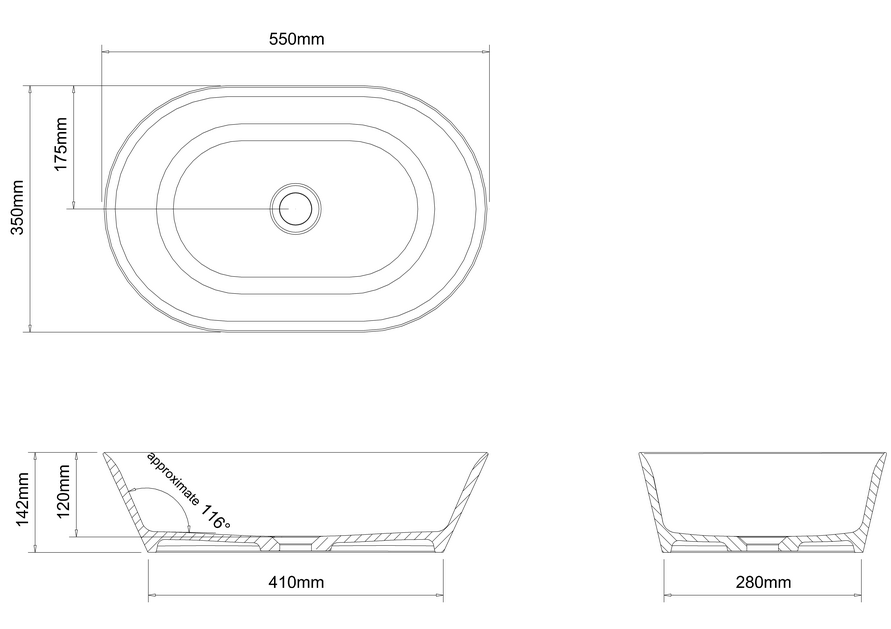 Clearwater Sontuso 550 x 350 ClearStone Sit On Basin