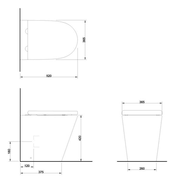 Sphere Round Rimless Back To Wall Pan & Seat White Gloss