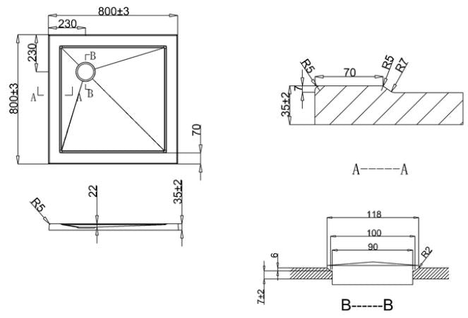 Crosswater Square 35mm Acrylic Shower Trays 800 x 800mm