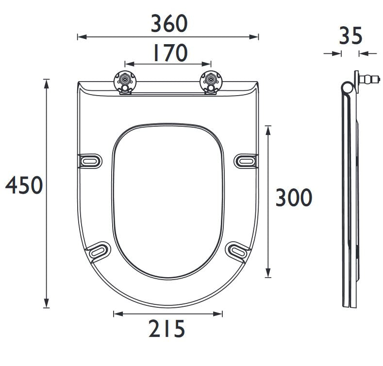 Stamford Soft Close BTW Toilet Seat - White Gloss Finish
