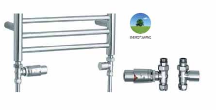 JIS Thermostatic Straight Radiator Valves Satin Finish