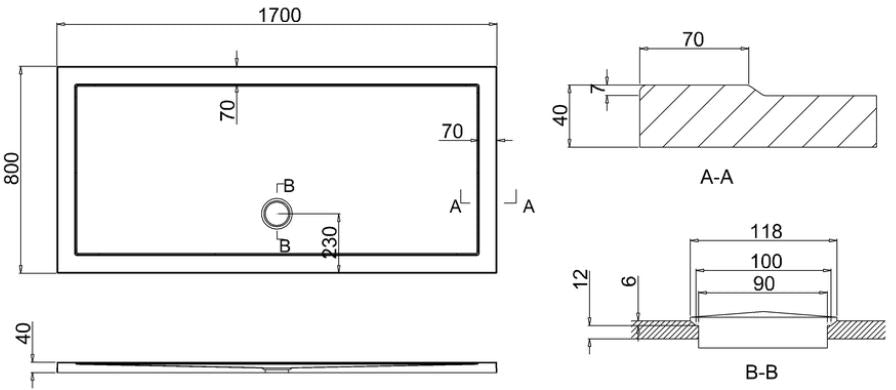 Crosswater Walk In Shower Tray 1700 x 800 x 35mm