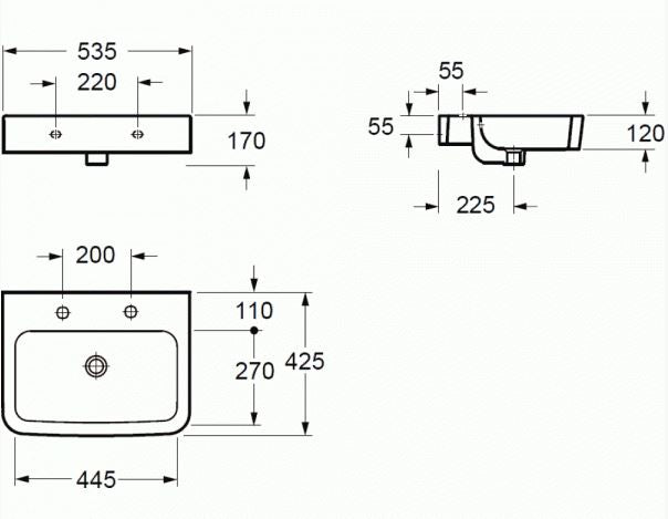 Essentials Flite Suburb 530mm Basin 1 Tap Hole