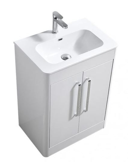 Essentials Superb 600x395mm Double Door Floor Standing Unit in White Gloss