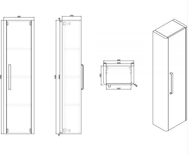 Essentials Suburb 1500mm Wall Storage Unit in White Gloss