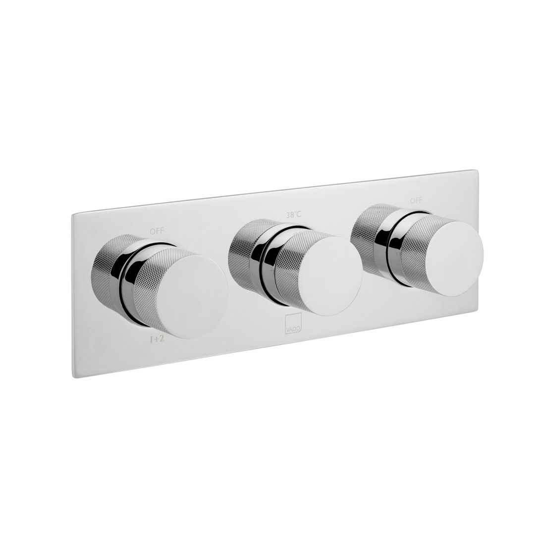 VADO Tablet Knurled Accents 3-Outlet Thermostatic Valve with All-Flow Function
