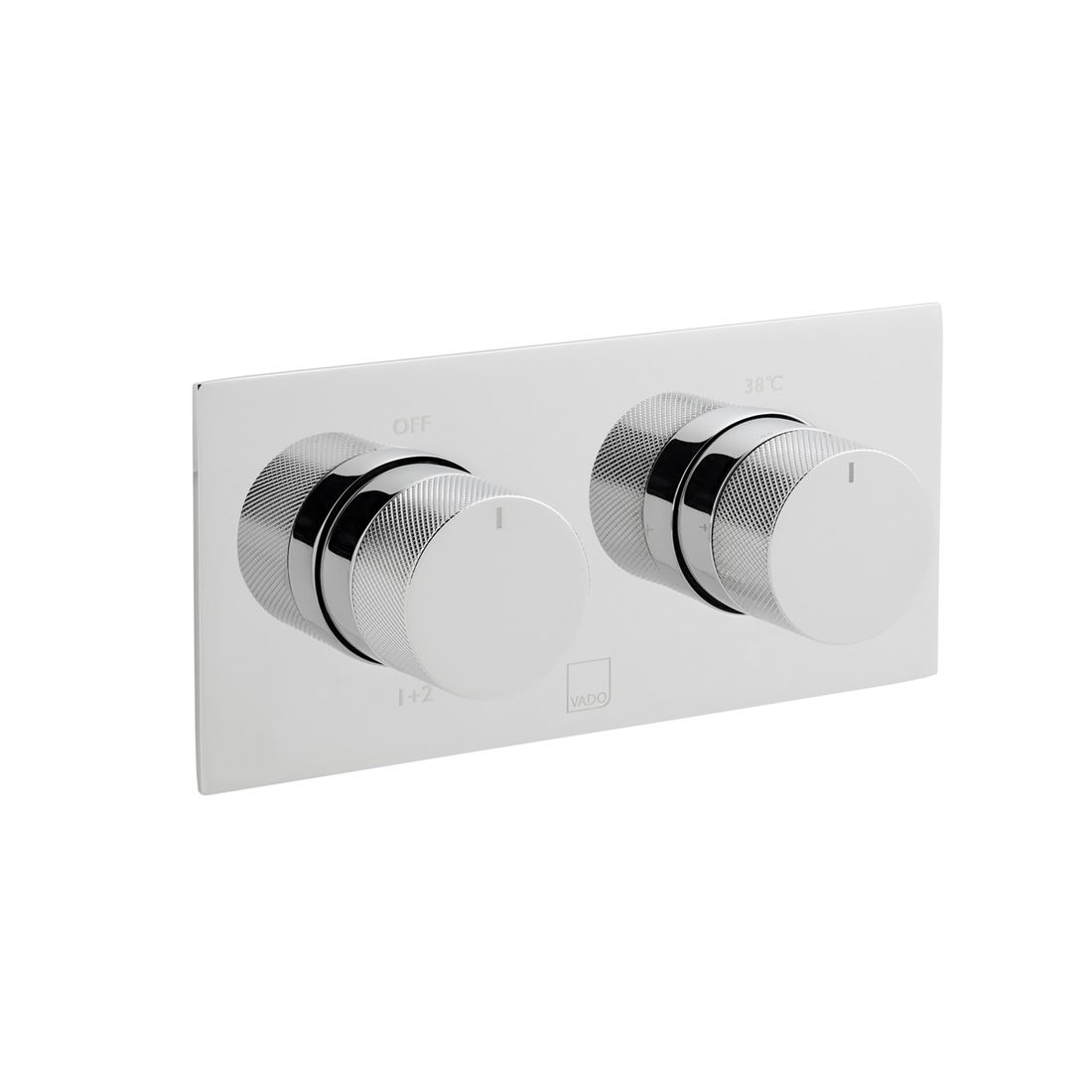 VADO Tablet Knurled Accents 2-Outlet Thermostatic Shower Valve