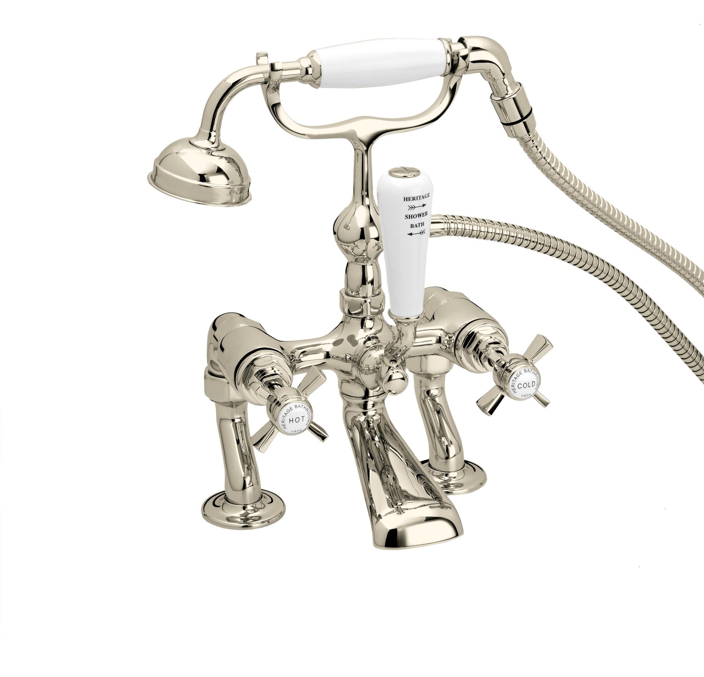 Heritage Dawlish Deck Mounted Bath Shower Mixer w/ Hose