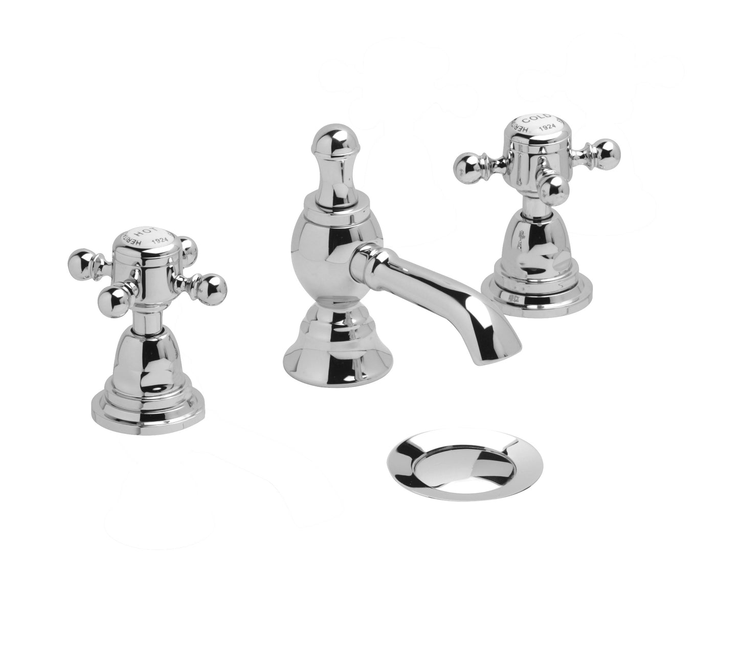 Heritage Hartlebury 3 Tap Hole Basin Mixer w/ Pop Up Waste