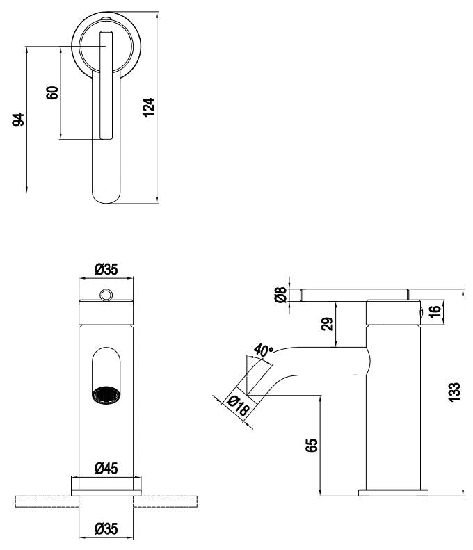 Crosswater 3ONE6 Lever Mini Basin Mono Mixer
