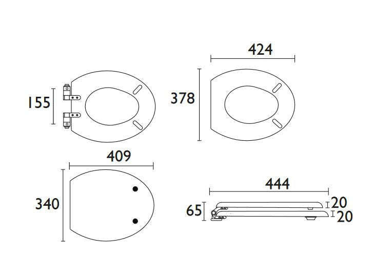 Heritage WC Seat SC Vintage Gold Hinge White Gold