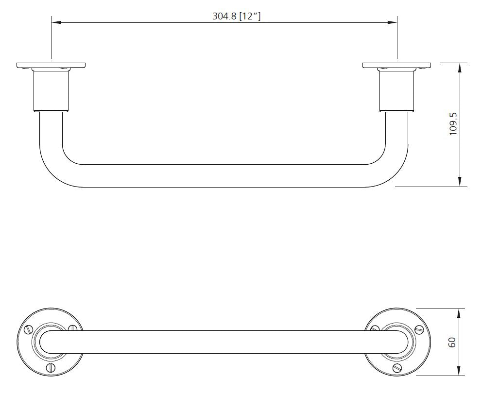 Lefroy Brooks Ten Ten Short 12" Towel Rail TT4965CP Chrome