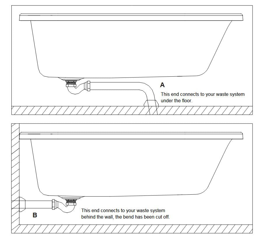 P-Trap Connection Pipe 40 x 872 x 220mm - Chrome plated