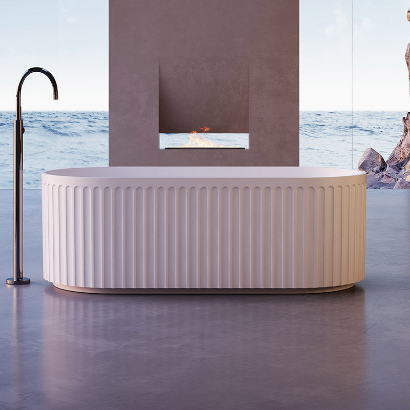 Luxe Ripon 1700 Fluted Round Freestanding Matt Acrylic Bath