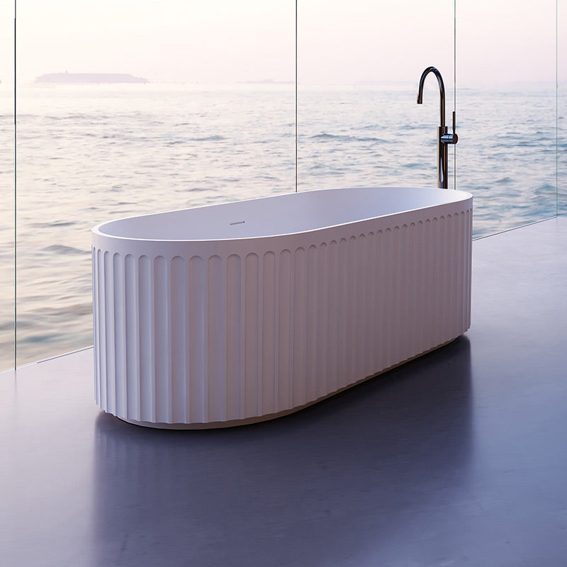 Luxe Ripon 1700 Fluted Round Freestanding Matt Acrylic Bath