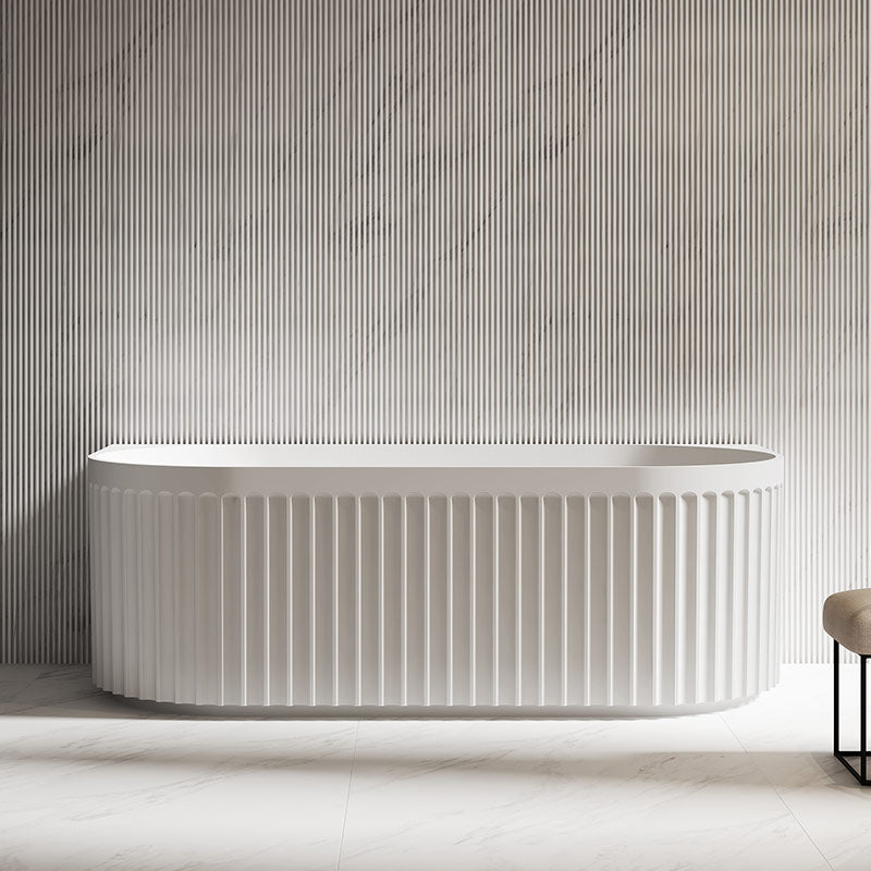 Luxe Newry 1700 Fluted Back To Wall Freestanding Gloss Acrylic Bath