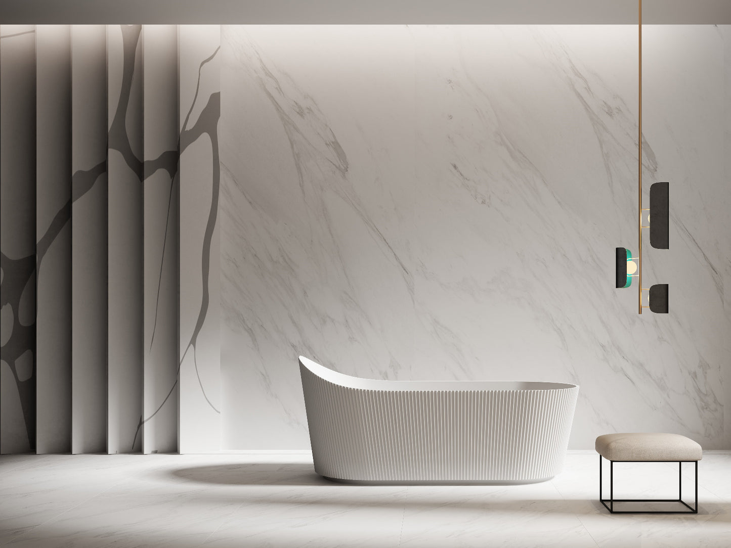 Luxe Lincoln 1700 Fluted Slipper Freestanding Matt Acrylic Bath