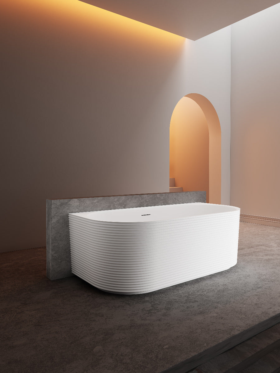 Luxe Derby 1700 Back To Wall freestanding Matt Acrylic Bath