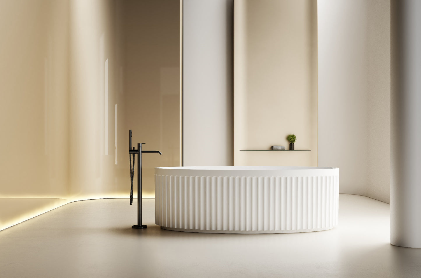 Luxe Stanley 1700 Fluted Oval Freestanding Solid Surface Matt Bath