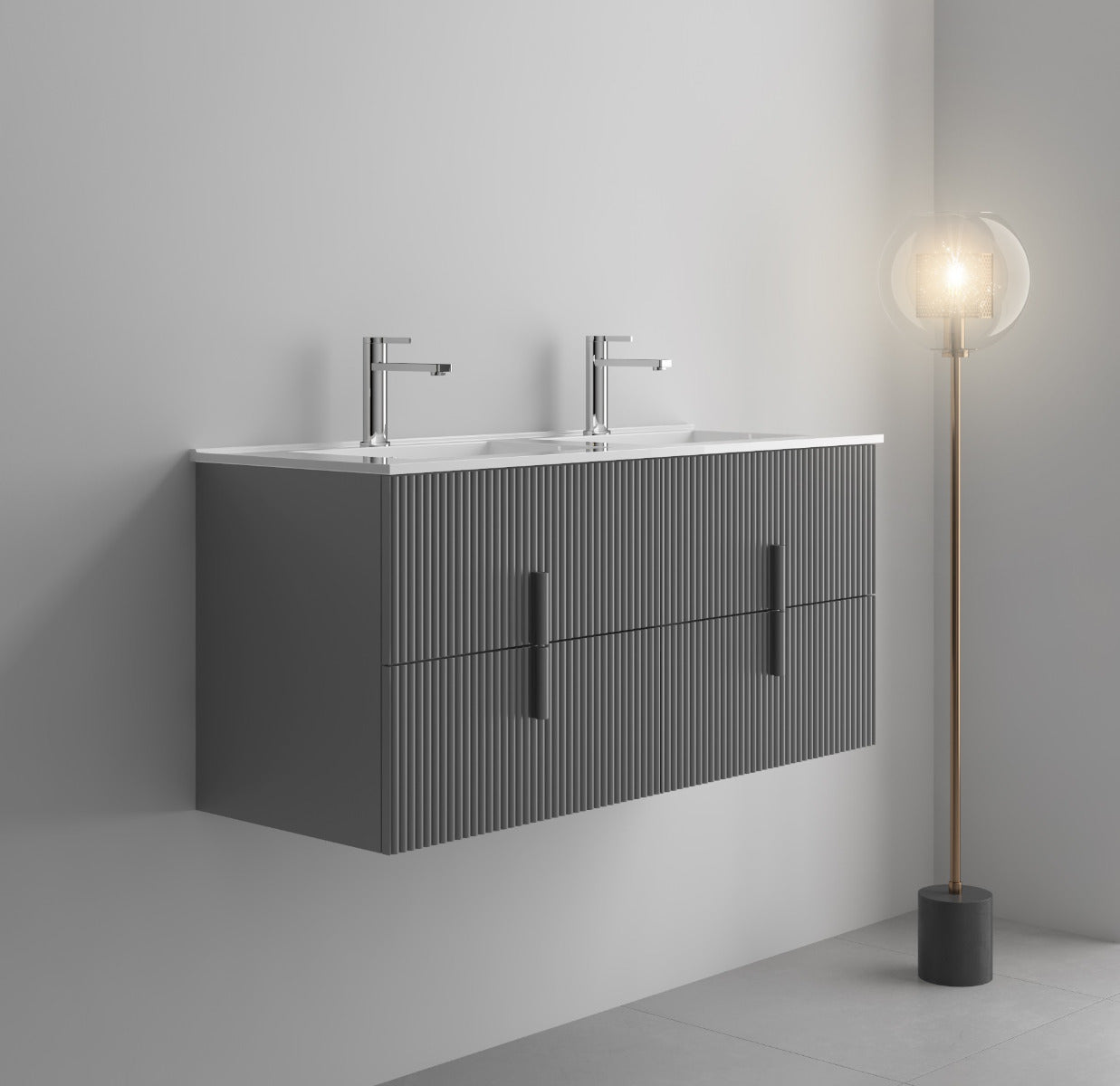 LUXE81 Tweed 1200 Light Grey Cabinet With Ceramic Basin