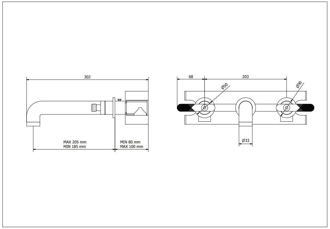 UNION Three Hole Basin Mixer: Levers Brushed Black Chrome