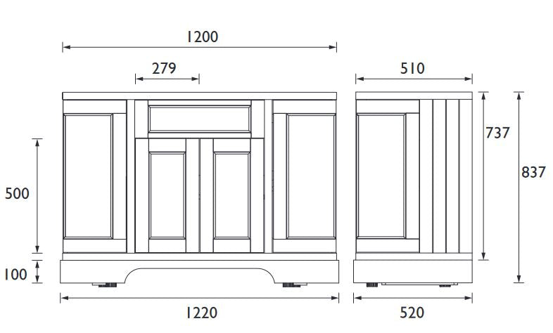 Wilton 1200mm Curved Vanity unit Maritime Blue