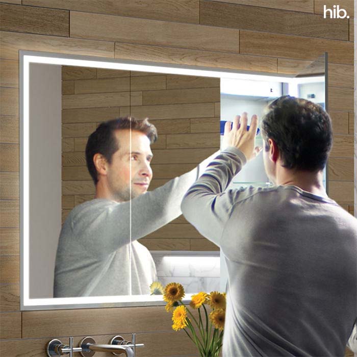 HIB Vanquish 120 Recessed Mirror Cabinet 1230 x 730mm Rectangular LED Mirror Cabinet With USB Charging Sockets