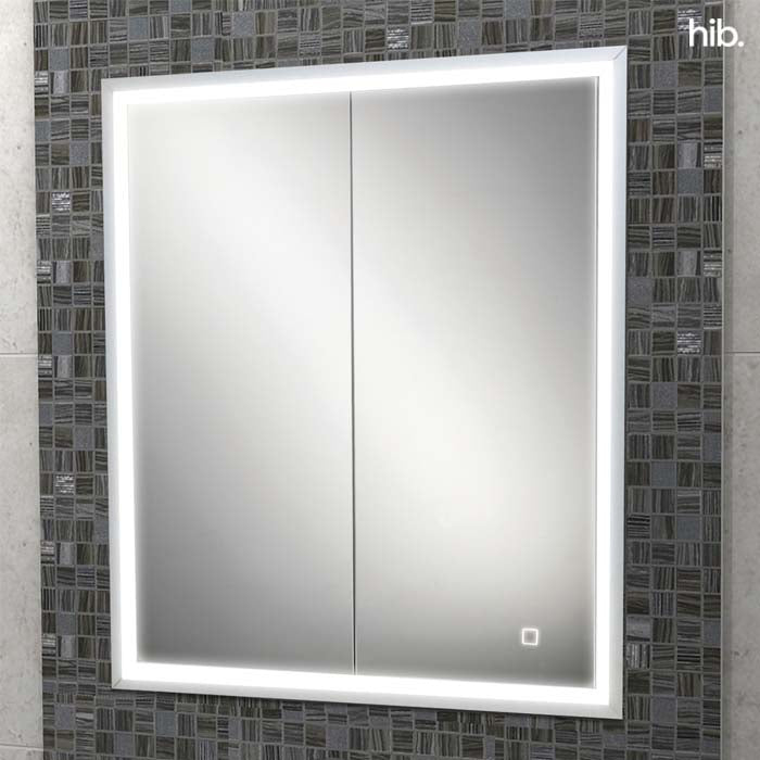 HIB Vanquish 60 Recessed Mirror Cabinet 630 x 730mm Rectangular LED Mirror Cabinet With USB Charging Sockets