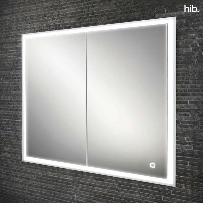 HIB Vanquish 80 Recessed Mirror Cabinet 830 x 730mm Rectangular LED Mirror Cabinet With USB Charging Sockets