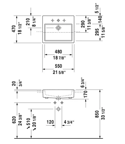 Duravit Vero Semi-Recessed Washbasin