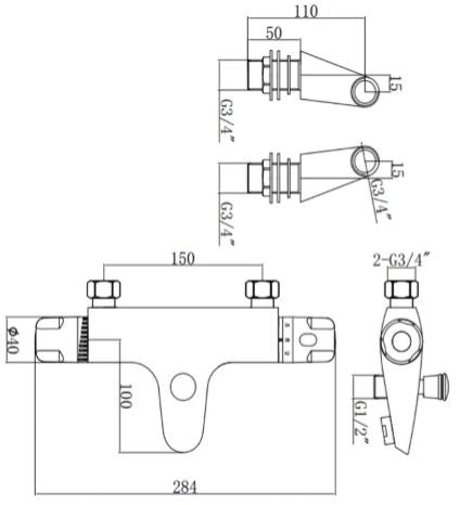 Deck Mounted Thermostatic Bath Shower Mixer