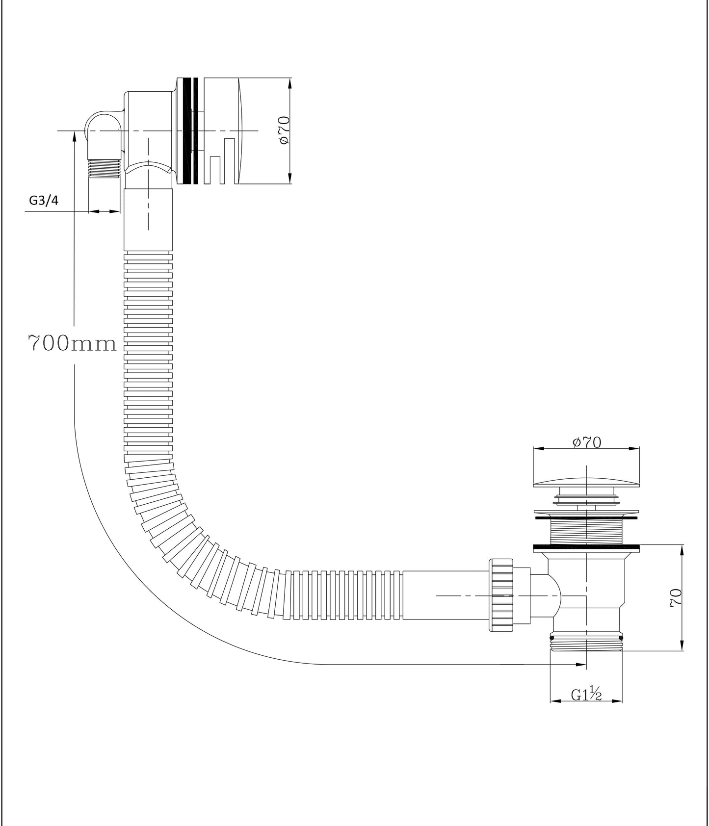 Bath Filler With Pop Up Waste Chrome (800mm)